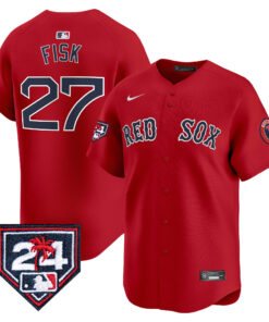 Carlton Fisk 27 Boston Red Sox 2024 Spring Training Men Jersey - Red