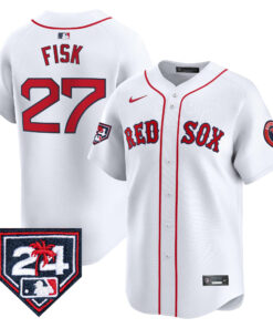 Carlton Fisk 27 Boston Red Sox 2024 Spring Training Men Jersey - White