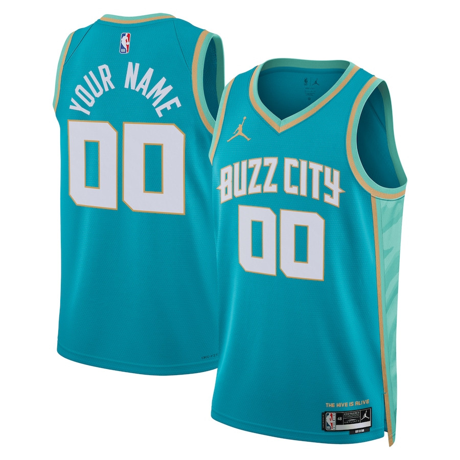 Charlotte Hornets 2023/24 City Edition Swingman Custom Jersey - Teal - JS833