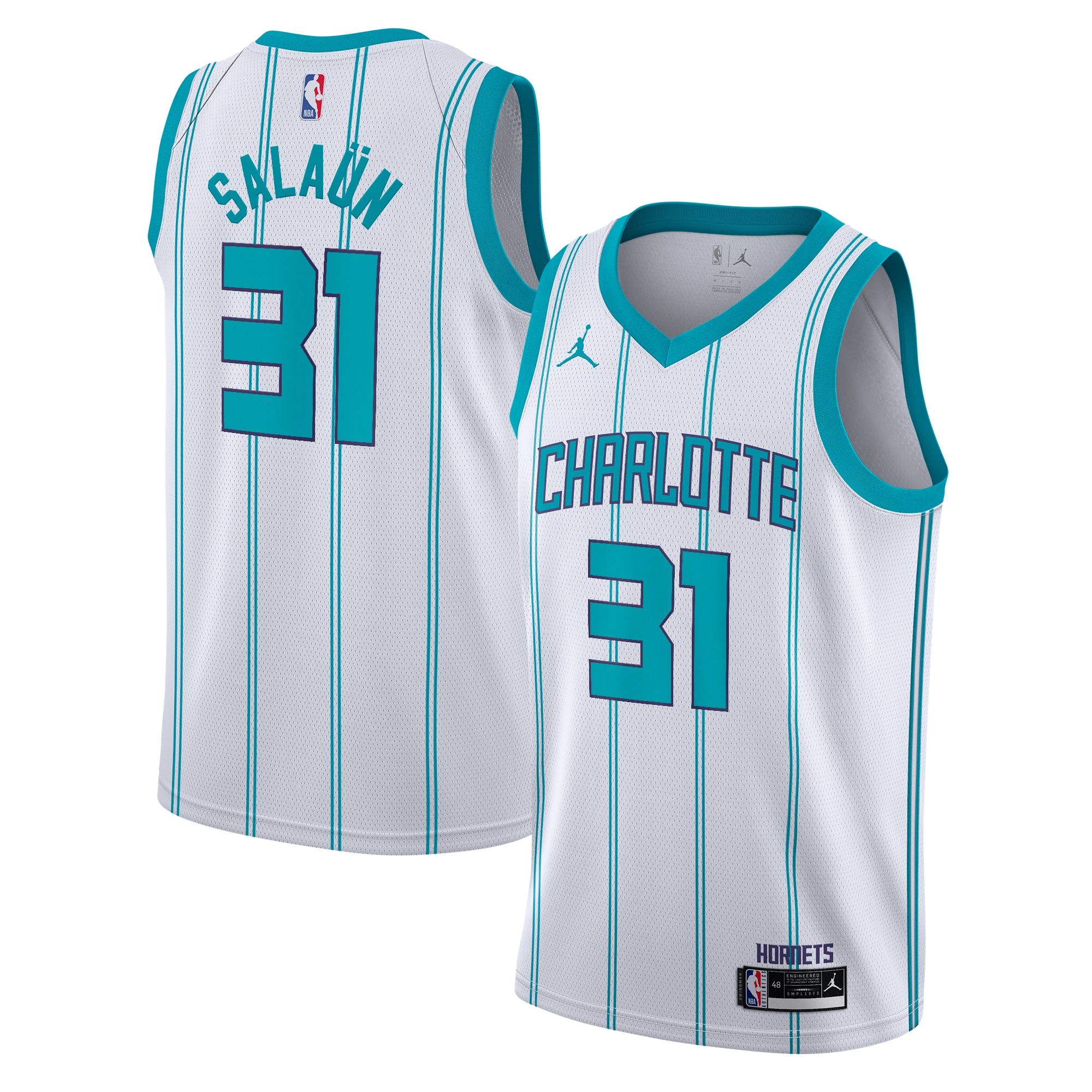 Charlotte Hornets Jordan Brand Association Edition Swingman Jersey - White - Tidjane SalaÃ¼n - Youth - JS215