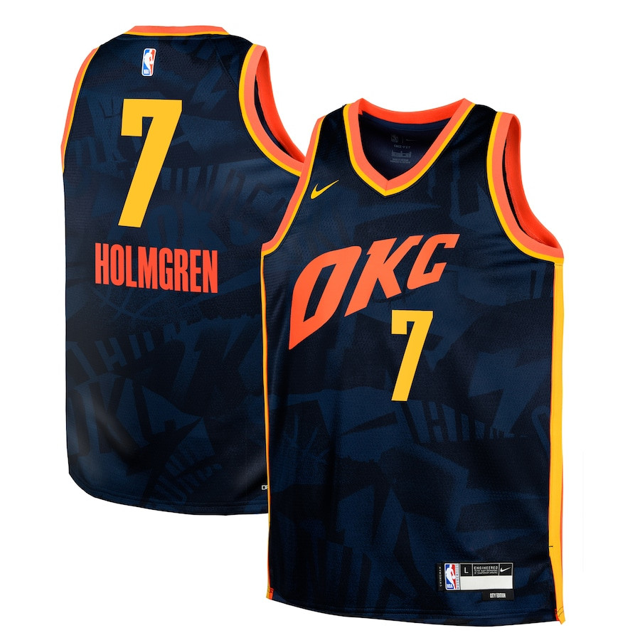Chet Holmgren 7 Oklahoma City Thunder 2023/24 City Edition Swingman YOUTH Jersey - Navy - JS252