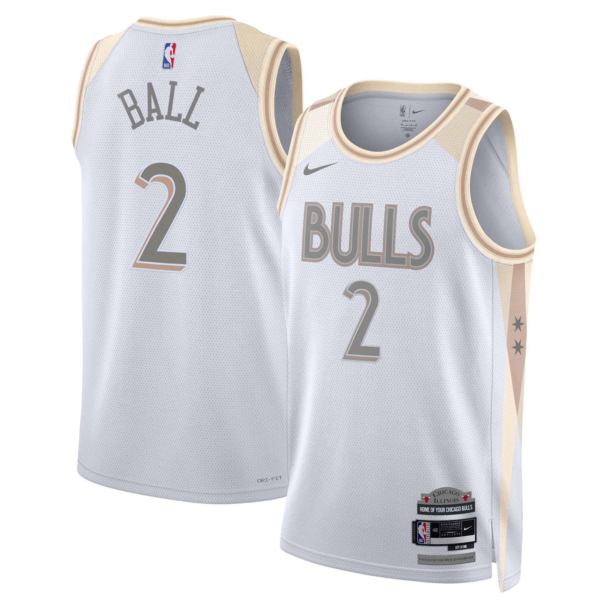 Chicago Bulls City Edition Swingman Jersey 2024 - White - Lonzo Ball - Unisex - JS223