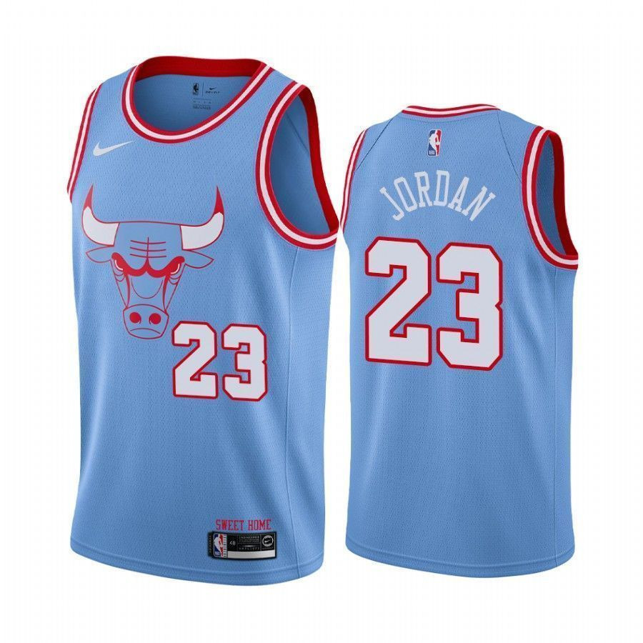 Chicago Bulls Michael Jordan Blue 23 Bule City Jersey - JS366