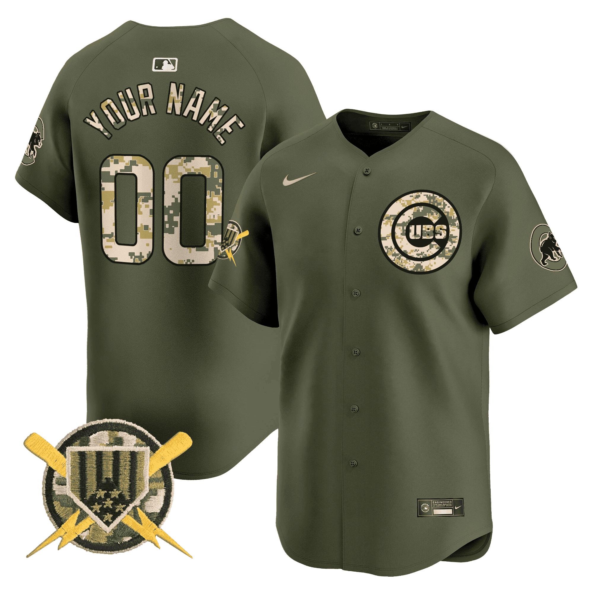 Chicago Cubs Armed Forces Day Vapor Premier Limited Custom Jersey