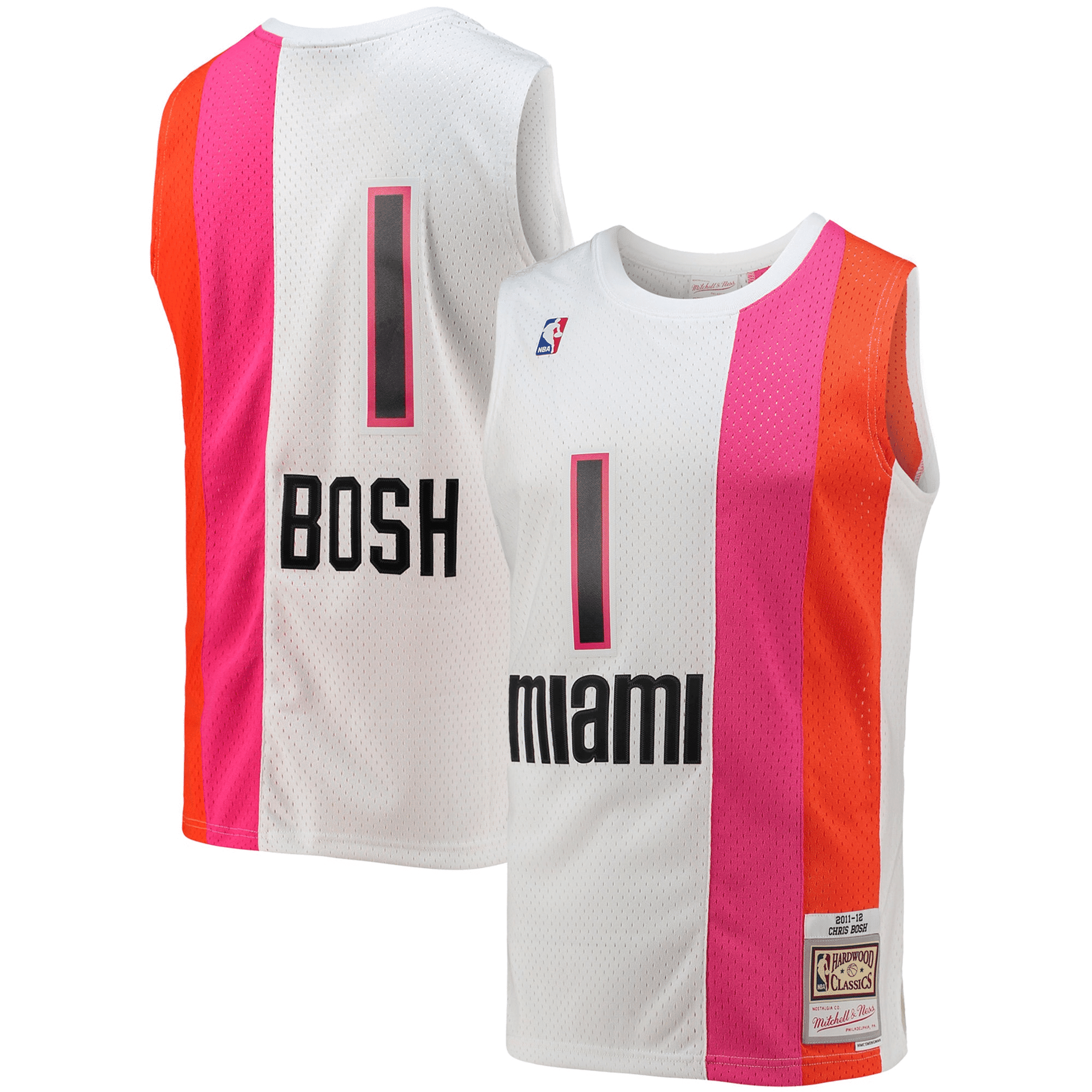 Chris Bosh Miami Heat Mitchell & Ness 2011-12 Hardwood Classics Swingman Jersey - White Jersey - JS646
