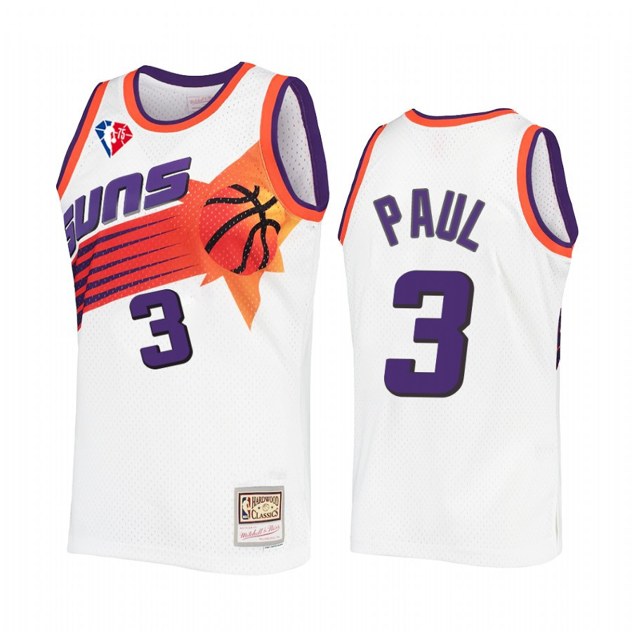Chris Paul 3 Phoenix Suns 75th Anniversary Logo White Jersey Throwback - JS760