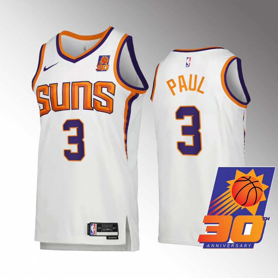 Chris Paul 3 Phoenix Suns White Jersey 30th Anniversary Association Edition - JS874