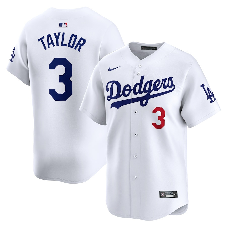 Chris Taylor 3 Los Angeles Dodgers Home Limited Men Jersey - White
