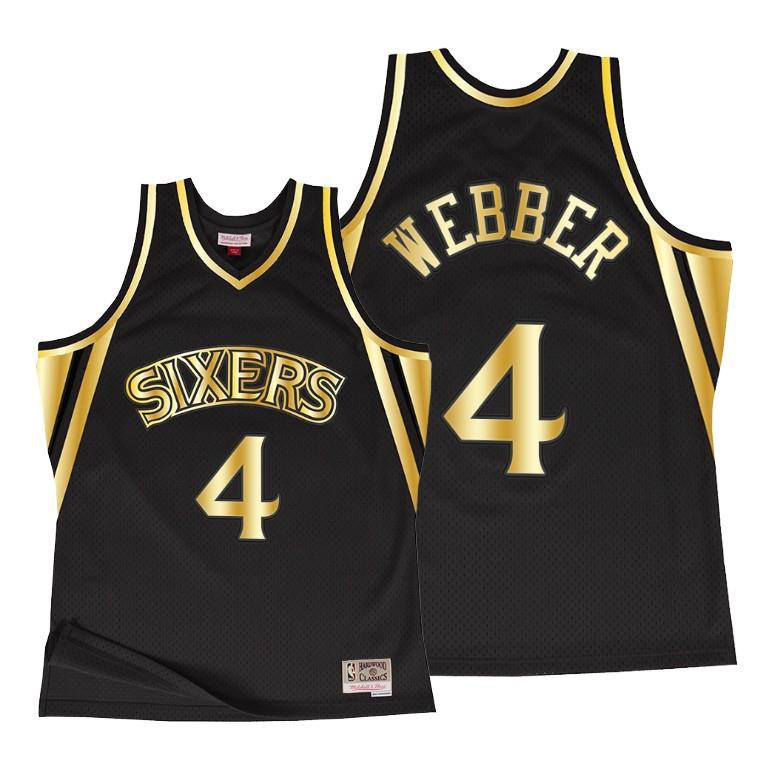 Chris Webber 4 Philadelphia 76ers Throwback 90s Black Jersey - Men Jersey - JS364
