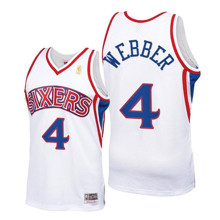 Chris Webber Philadelphia 76ers White Throwback 90s Jersey HWC Swingman - Men Jersey - JS375