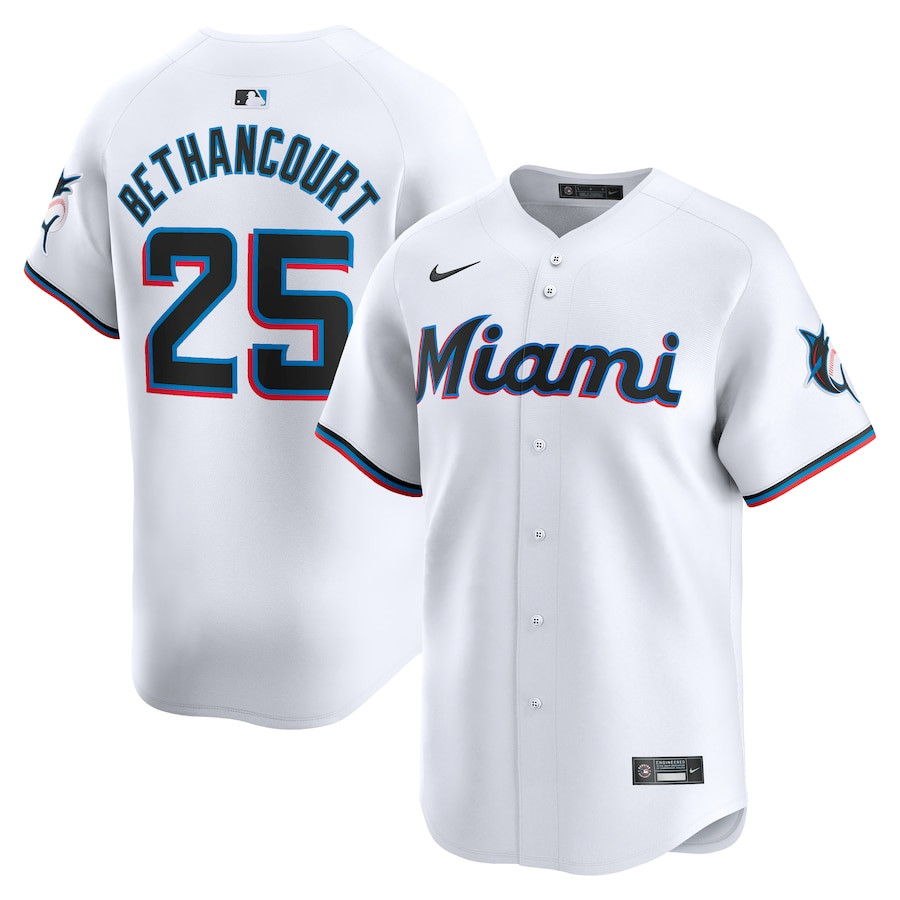 Christian Bethancourt 25 Miami Marlins Home Limited Player Men Jersey - White