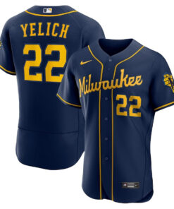 Christian Yelich 22 Milwaukee Brewers Alternate Player Elite Jersey - Navy