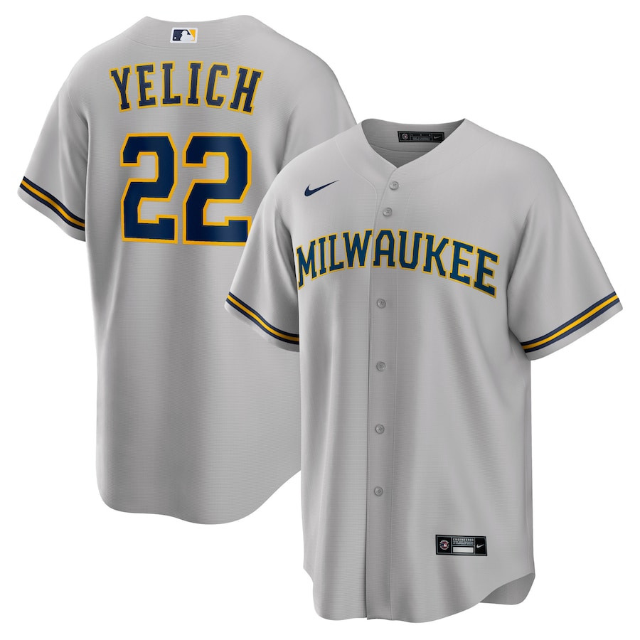 Christian Yelich 22 Milwaukee Brewers Alternate Player Men Jersey - Gray