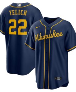 Christian Yelich 22 Milwaukee Brewers Alternate Player Men Jersey - Navy