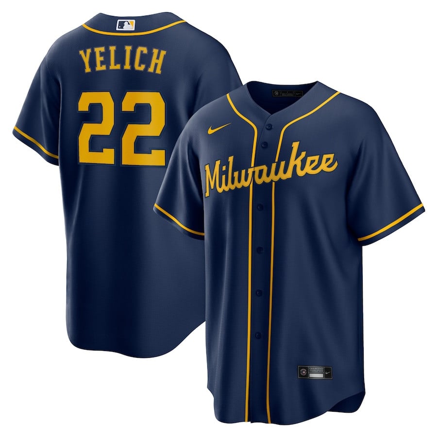 Christian Yelich 22 Milwaukee Brewers Alternate Player Men Jersey - Navy