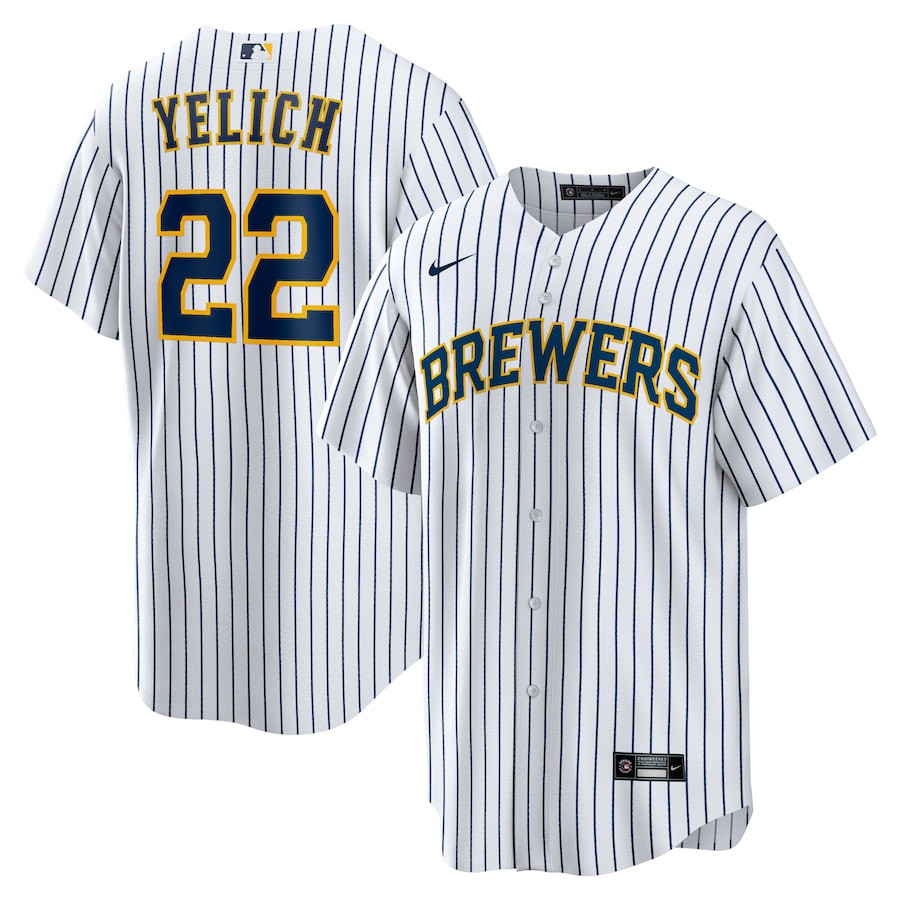 Christian Yelich 22 Milwaukee Brewers Alternate Player Men Jersey - White