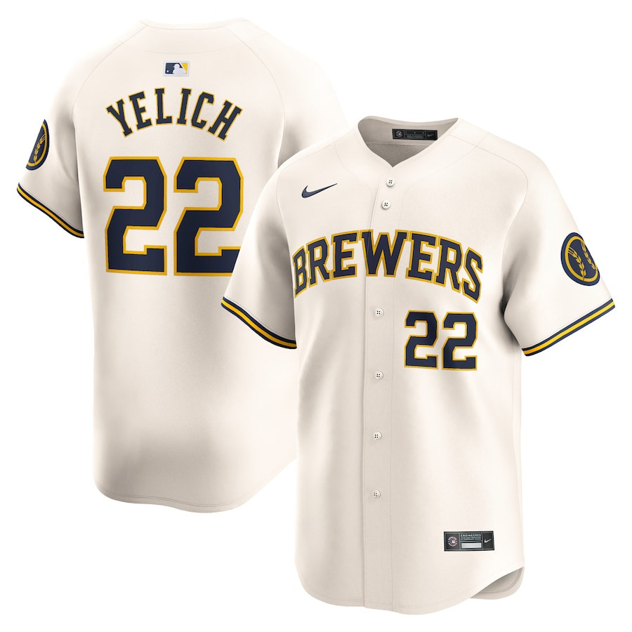Christian Yelich 22 Milwaukee Brewers Home Limited Player Men Jersey - Cream