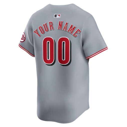Cincinnati Reds Away Limited Custom Men Jersey - Gray - Image 3