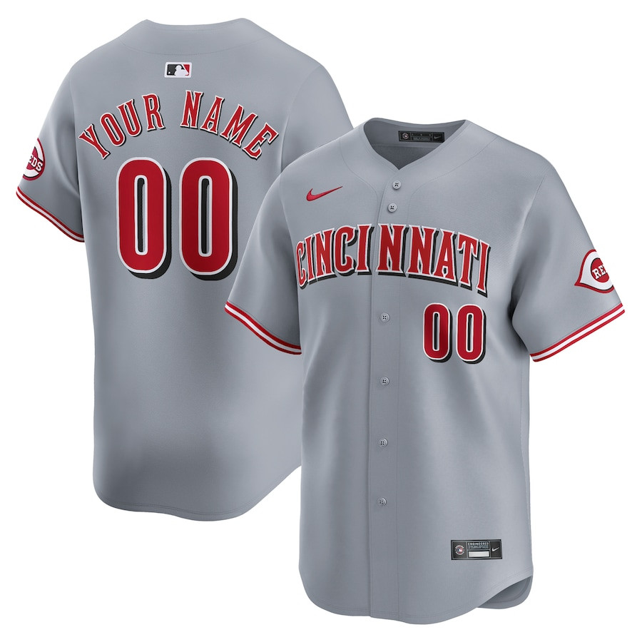 Cincinnati Reds Away Limited Custom Men Jersey - Gray