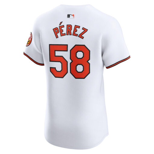 Cionel Perez 58 Baltimore Orioles Home Elite Player Men Jersey - White - Image 3