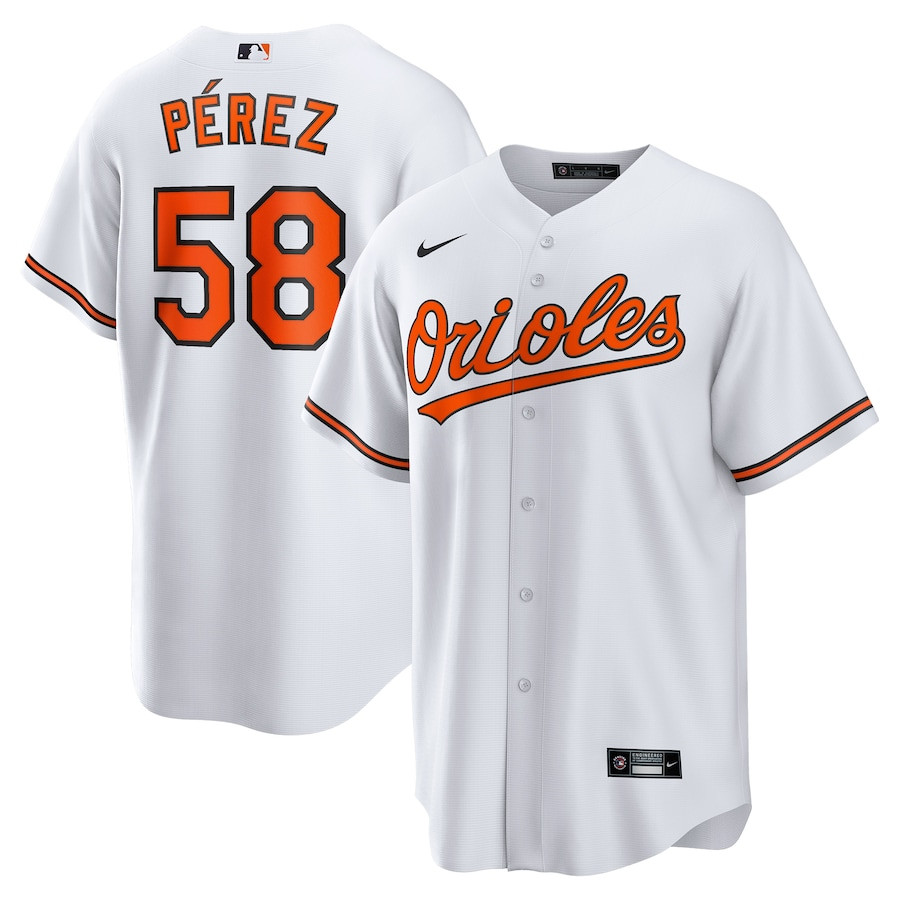 Cionel PÃ©rez 58 Baltimore Orioles Home Men Jersey - White