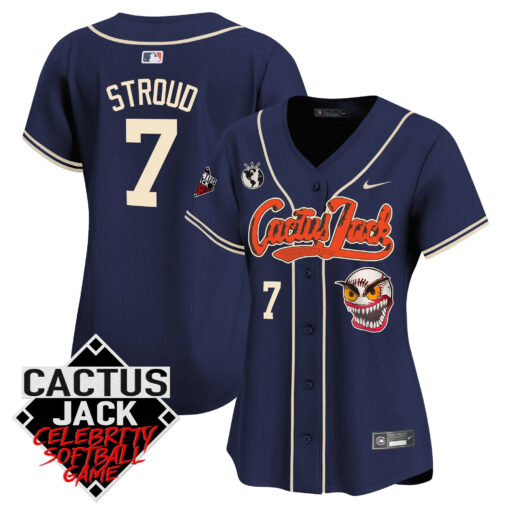 CJ Stroud 7 Houston Astros Cactus Jack Celebrity Softball Game Patch Women Jersey - Navy