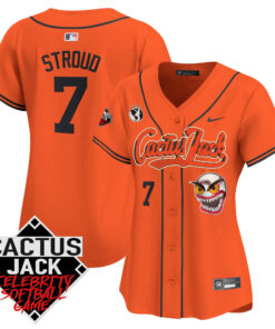 CJ Stroud 7 Houston Astros Cactus Jack Celebrity Softball Game Patch Women Jersey - Orange