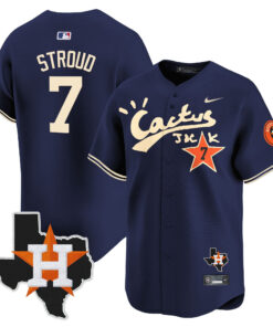 CJ. Stroud 7 Houston Astros Cactus Jack Houston Patch Navy Limited Jersey - Men