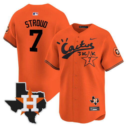 CJ. Stroud 7 Houston Astros Cactus Jack Houston Patch Orange Limited Jersey - Men