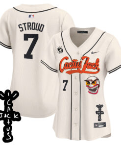 CJ Stroud 7 Houston Astros Cactus Jack Patch V2 Women Jersey - Cream