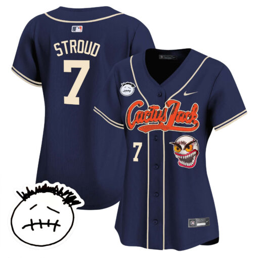 CJ Stroud 7 Houston Astros Cactus Jack Patch V3 Women Jersey - Navy