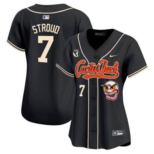 CJ Stroud 7 Houston Astros Cactus Jack Patch Women Jersey - Black