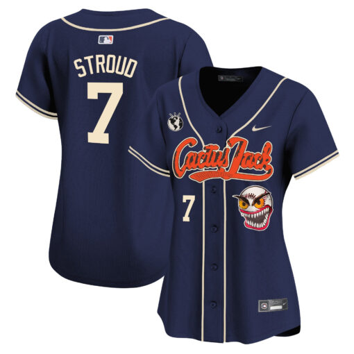 CJ Stroud 7 Houston Astros Cactus Jack Patch Women Jersey - Navy
