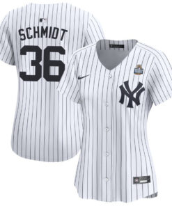 Clarke Schmidt 36 New York Yankees Women's 2024 World Series Home Limited Jersey - White