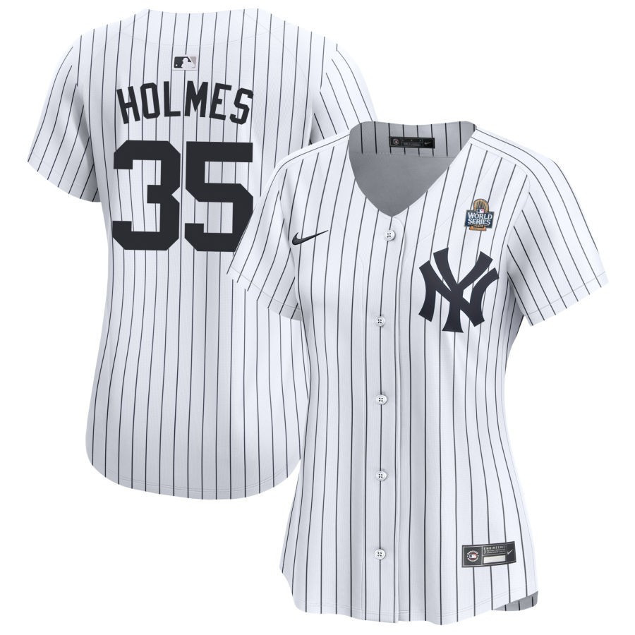 Clay Holmes 35 New York Yankees Women's 2024 World Series Home Limited Jersey - White
