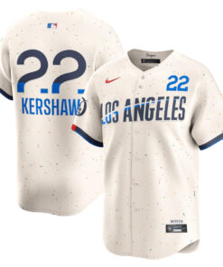 Clayton Kershaw 22 Los Angeles Dodgers 2024 City Connect Limited Men Jersey - Cream
