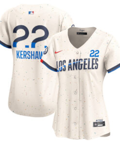 Clayton Kershaw 22 Los Angeles Dodgers 2024 City Connect Limited Women Jersey - Cream
