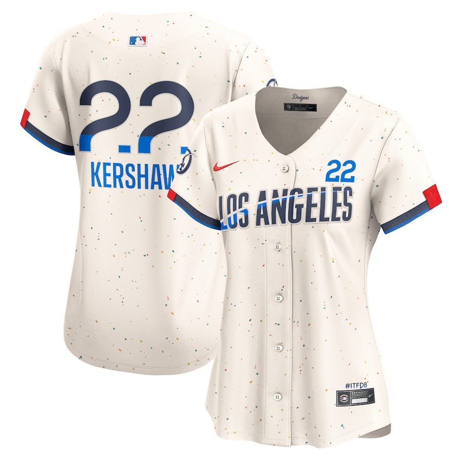 Clayton Kershaw 22 Los Angeles Dodgers 2024 City Connect Limited Women Jersey - Cream
