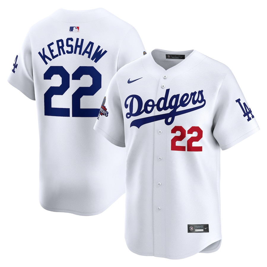 Clayton Kershaw 22 Los Angeles Dodgers 2024 World Series Champions Home Limited Player Men Jersey - White