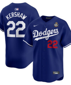 Clayton Kershaw 22 Los Angeles Dodgers 2024 World Series Home Limited Player Men Jersey - Royal