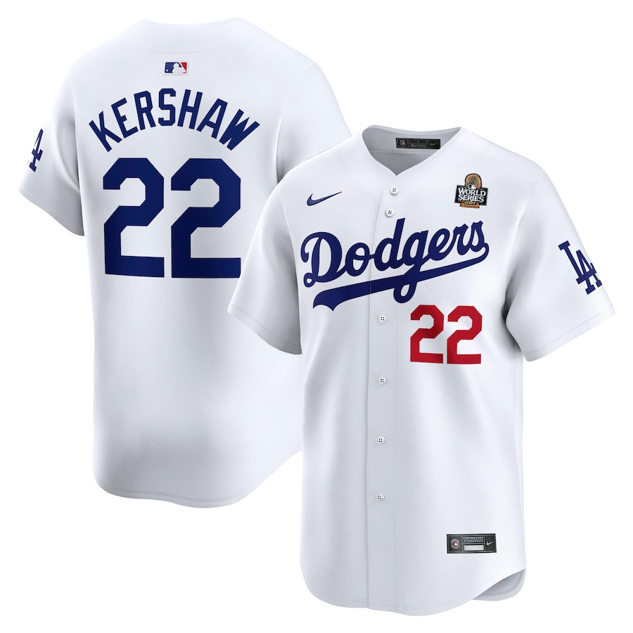 Clayton Kershaw 22 Los Angeles Dodgers 2024 World Series Home Limited Player Men Jersey - White