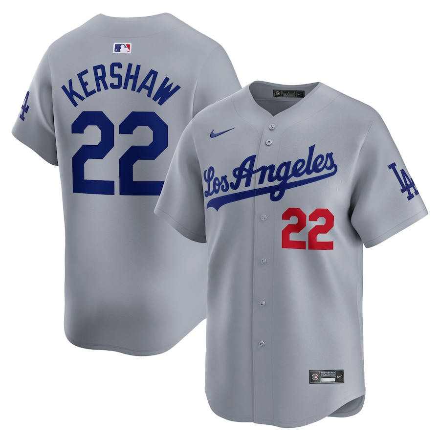 Clayton Kershaw 22 Los Angeles Dodgers Away Limited Men Jersey - Gray