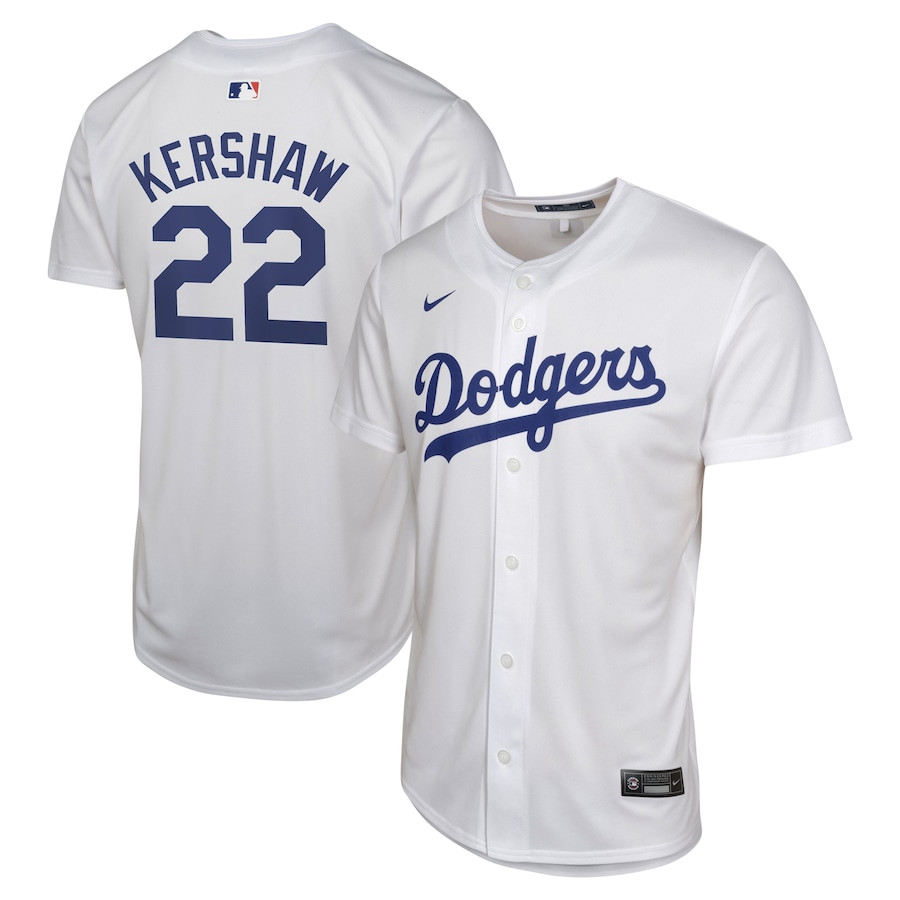 Clayton Kershaw 22 Los Angeles Dodgers Home YOUTH Jersey - White