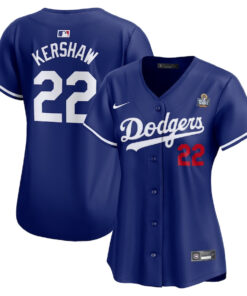 Clayton Kershaw 22 Los Angeles Dodgers Women's 2024 World Series Alternate Limited Jersey - Royal