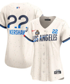 Clayton Kershaw 22 Los Angeles Dodgers Women's 2024 World Series Champions City Connect Limited Player Jersey - Cream