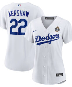 Clayton Kershaw 22 Los Angeles Dodgers Women's 2024 World Series Home Jersey - White