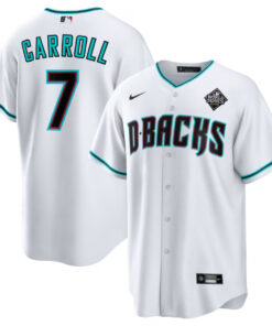 Corbin Carroll 7 Arizona Diamondbacks 2023 World Series Alternate Men Jersey - White