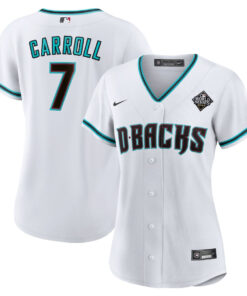 Corbin Carroll 7 Arizona Diamondbacks 2023 World Series Women Jersey - White