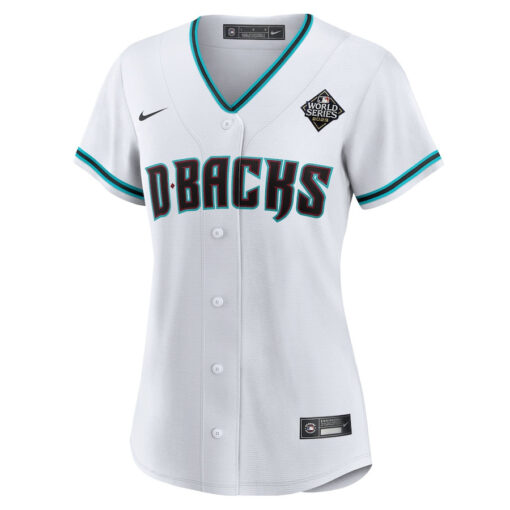 Corbin Carroll 7 Arizona Diamondbacks 2023 World Series Women Jersey - White - Image 2