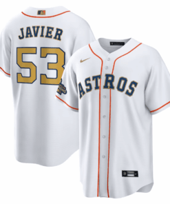 Cristian Javier 53 Houston Astros White/Gold 2023 Gold Collection Men Jersey